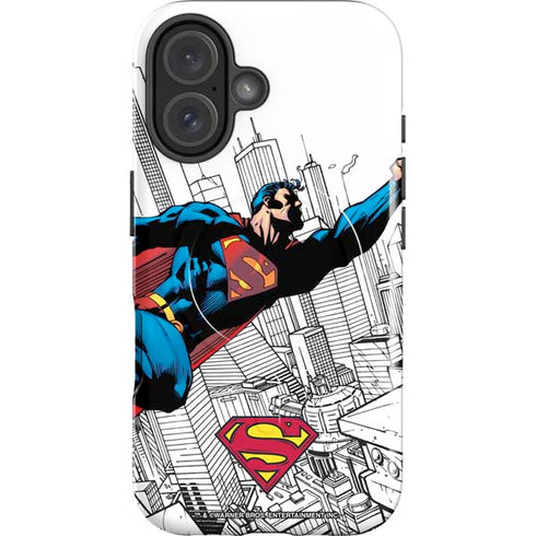 DC Comics Superman Flying Over City Pose iPhone 16 Plus Magsafe Impact Case